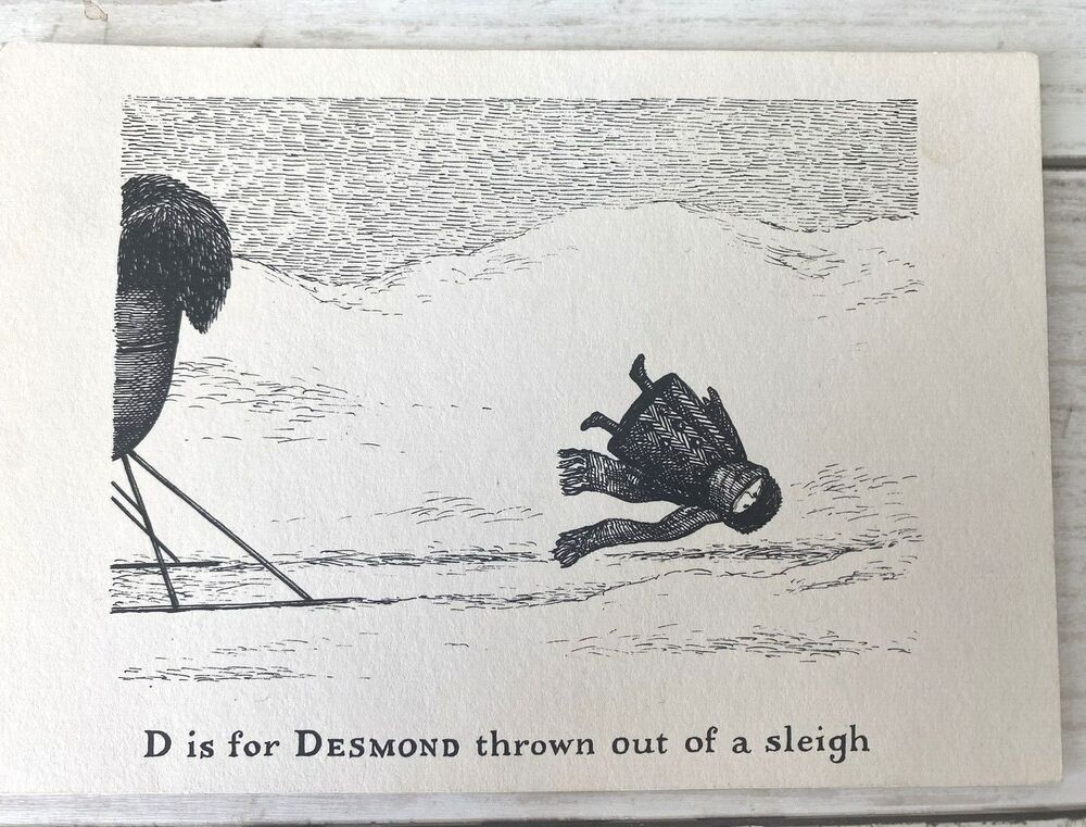 Vintage Edward Gorey Postcard D is for Desmond Gashlycrumb Tinies Goth Art 1980s